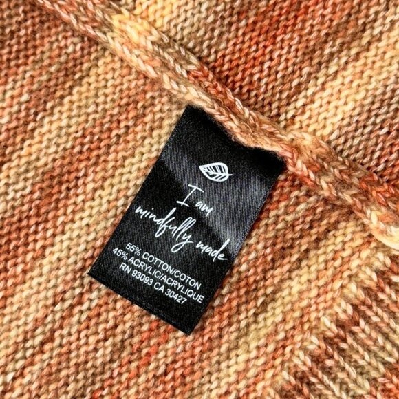 NIC+ZOE V-Neck Mohair Cardigan Sz.S Knit Brown Orange Striped Boho Academia - Picture 7 of 13